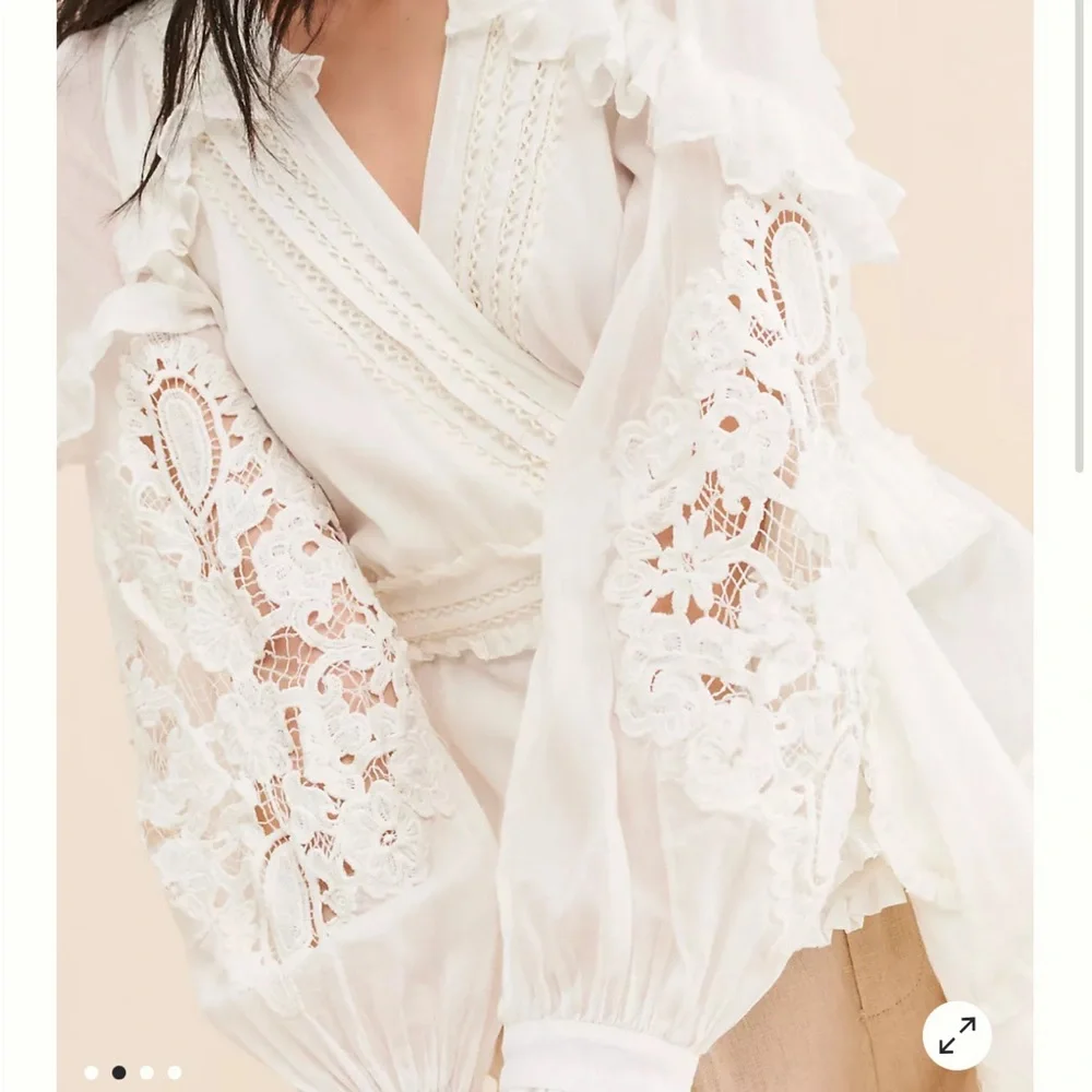 Farm Rio White Lace Wrap Blouse - Picture 4 of 5